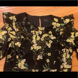 Black long sleeve floral print dress